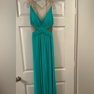 ✨HP✨Elegant Teal Evening Gown with Sheer Accents